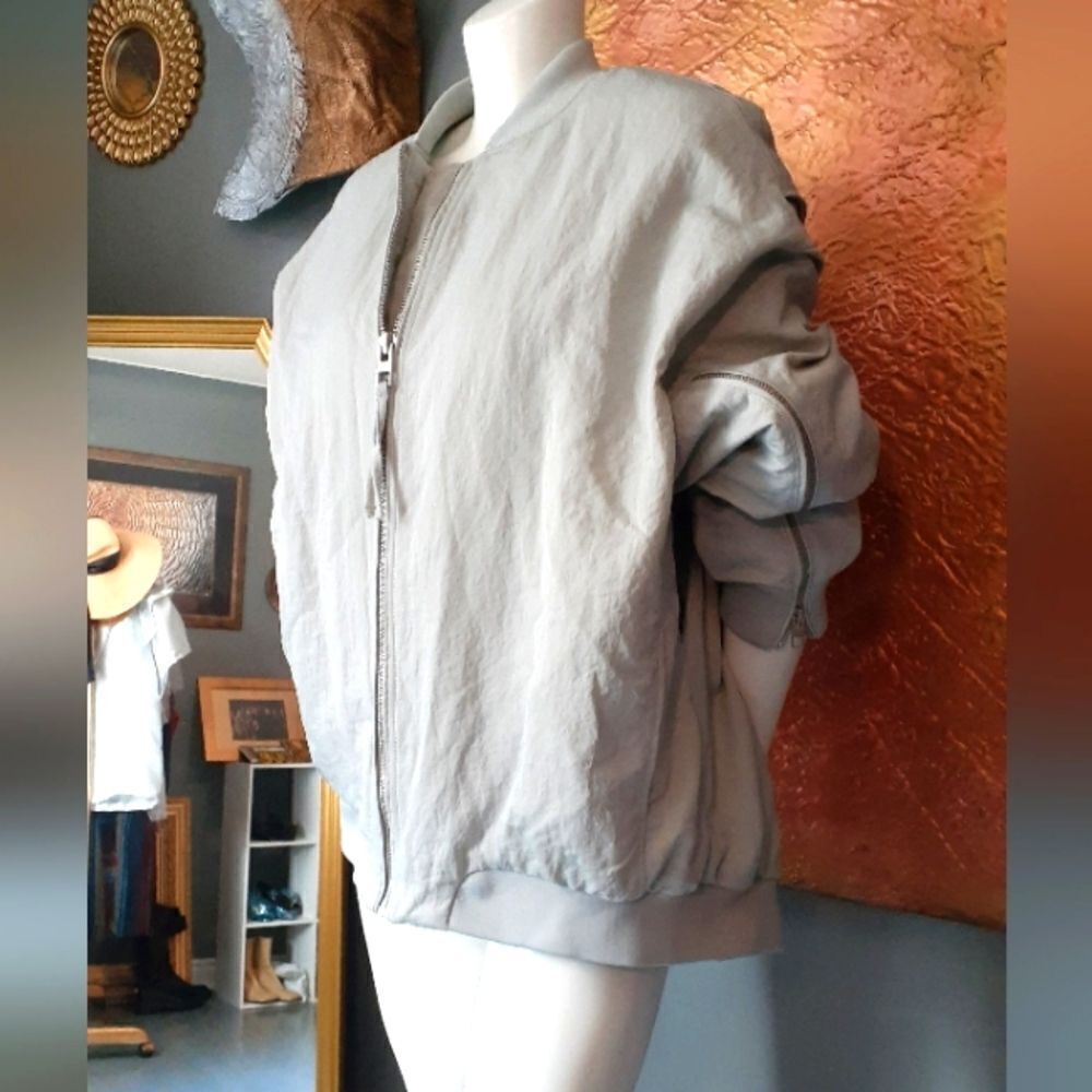 Zara lightweight Pastel Grey Bomber Jacket